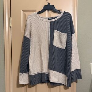 CGO Women's Color Block Sweater - Cream and Gray